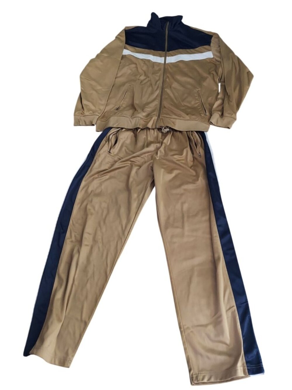 Royal Threads Canada Mens 3xl Tan & Navy Track Suit With Zip-Up Jacket 1235